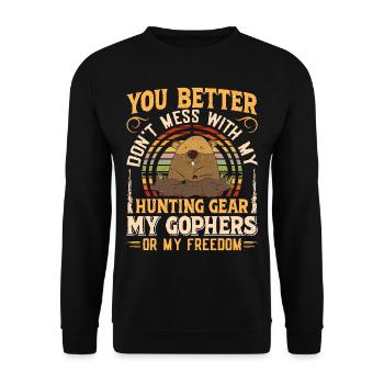 Marmotte, Chasseur, Chasse - Sweat-shirt Unisexe - noir - Devant - Alina (178cm) & Michal (187cm)