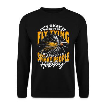 Fliegenfischen Fliegenangler - Unisex Pullover - Schwarz - Vorne - Alina (178cm) & Michal (187cm)