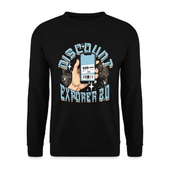 Couponing Coupon Discount Explorer 2.0 - Unisex Sweatshirt - black - Front - Alina (178cm) & Michal (187cm)