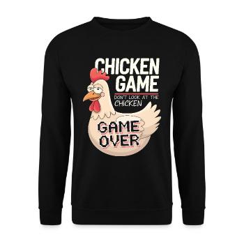 The Chicken Game Chicken Farm - Unisex Sweatshirt - black - Front - Alina (178cm) & Michal (187cm)