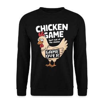 The Chicken Game Don't Look At The Chicken - Unisex Pullover - Schwarz - Vorne - Alina (178cm) & Michal (187cm)