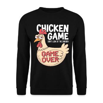 Chicken Game Don't Look At The Chicken Game Over - Unisex Pullover - Schwarz - Vorne - Alina (178cm) & Michal (187cm)