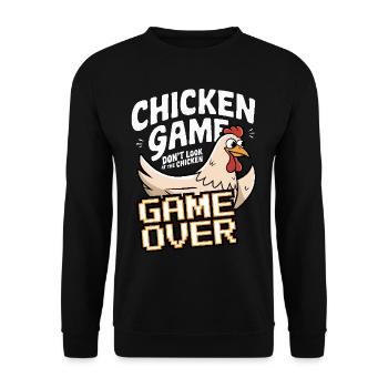 Chicken Game Dont Look At The Chicken - Unisex Pullover - Schwarz - Vorne - Alina (178cm) & Michal (187cm)
