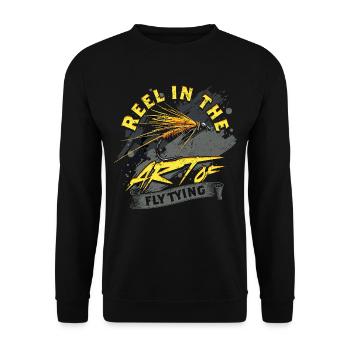 Fliegenfischen Reel In The Art Of Fly Tying - Unisex Pullover - Schwarz - Vorne - Alina (178cm) & Michal (187cm)