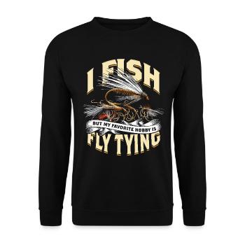 Fliegenfischen Fliegenangler - Unisex Pullover - Schwarz - Vorne - Alina (178cm) & Michal (187cm)