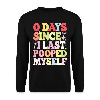 0 jours depuis que je me suis fait caca pour la dernière fois Meme - Sweat-shirt Unisexe - noir - Devant - Alina (178cm) & Michal (187cm)