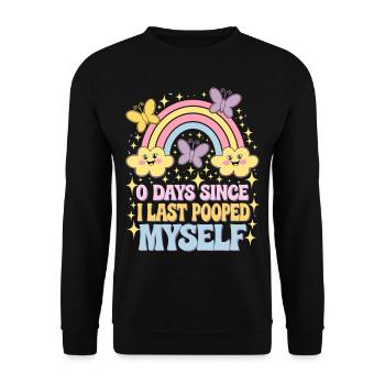 0 jours depuis que je me suis fait caca pour la dernière fois Meme - Sweat-shirt Unisexe - noir - Devant - Alina (178cm) & Michal (187cm)