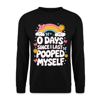 0 jours depuis que je me suis fait caca pour la dernière fois Meme - Sweat-shirt Unisexe - noir - Devant - Alina (178cm) & Michal (187cm)