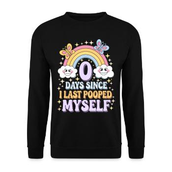 0 jours depuis que je me suis fait caca pour la dernière fois Meme - Sweat-shirt Unisexe - noir - Devant - Alina (178cm) & Michal (187cm)