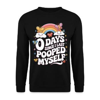 0 jours depuis que je me suis fait caca pour la dernière fois Meme - Sweat-shirt Unisexe - noir - Devant - Alina (178cm) & Michal (187cm)