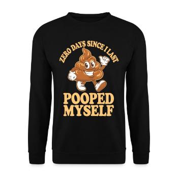 0 jours depuis que je me suis fait caca pour la dernière fois Meme - Sweat-shirt Unisexe - noir - Devant - Alina (178cm) & Michal (187cm)
