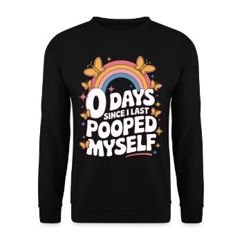 0 jours depuis que je me suis fait caca pour la dernière fois Meme - Sweat-shirt Unisexe - noir - Devant - Alina (178cm) & Michal (187cm)