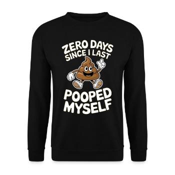 Zéro jour depuis la dernière fois que je me suis fait caca mème - Sweat-shirt Unisexe - noir - Devant - Alina (178cm) & Michal (187cm)