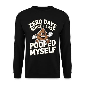 0 jours depuis que je me suis fait caca pour la dernière fois Meme - Sweat-shirt Unisexe - noir - Devant - Alina (178cm) & Michal (187cm)