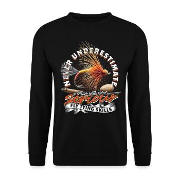 Fliegenfischen Fliegenangler - Unisex Pullover - Schwarz - Vorne - Alina (178cm) & Michal (187cm)