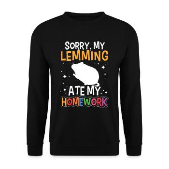 Lemming has eaten homework Lemming - Unisex Sweatshirt - black - Front - Alina (178cm) & Michal (187cm)