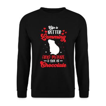 Lemmings and Chocolate Vole Lemming - Unisex Sweatshirt - black - Front - Alina (178cm) & Michal (187cm)