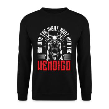 Wendigo Kryptide Cryptid - Unisex Pullover - Schwarz - Vorne - Alina (178cm) & Michal (187cm)