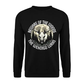 Cryptid Beware Of The Woods The Wendigo Lurks - Unisex Sweatshirt - black - Front - Alina (178cm) & Michal (187cm)