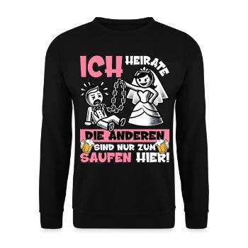Junggesellenabschied Männer T-Shirt Bräutigam JGA - Unisex Pullover - Schwarz - Vorne - Alina (178cm) & Michal (187cm)