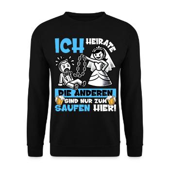 JGA Männer T-Shirt Bräutigam Junggesellenabschied - Unisex Pullover - Schwarz - Vorne - Alina (178cm) & Michal (187cm)