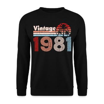 Vintage 1981 Palm Trees Retro Birthday - Unisex Sweatshirt - black - Front - Alina (178cm) & Michal (187cm)