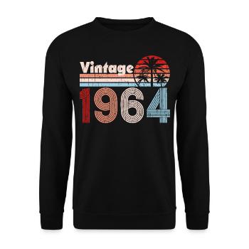 Vintage 1964 Palmen Retro Geburtstag - Unisex Pullover - Schwarz - Vorne - Alina (178cm) & Michal (187cm)