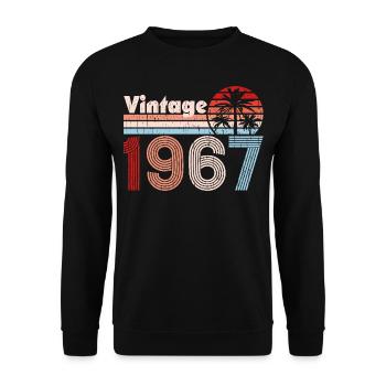 Millésime 1967 Palmiers Rétro Anniversaire - Sweat-shirt Unisexe - noir - Devant - Alina (178cm) & Michal (187cm)