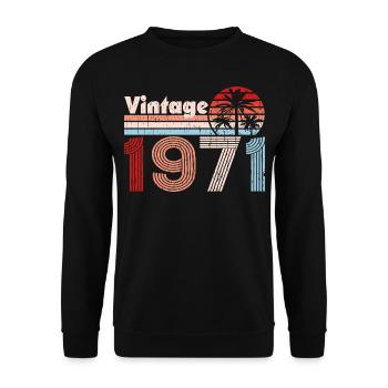 Millésime 1971 Palmiers Rétro Anniversaire - Sweat-shirt Unisexe - noir - Devant - Alina (178cm) & Michal (187cm)