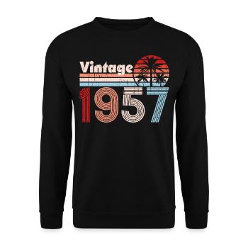 Vintage 1957 Palm Trees Retro Birthday - Unisex Sweatshirt - black - Front - Alina (178cm) & Michal (187cm)