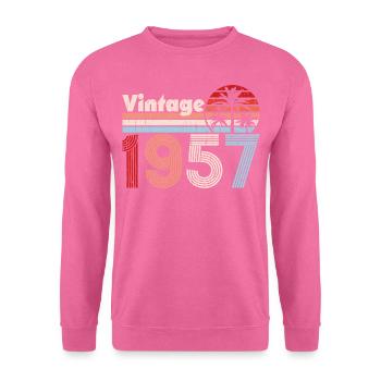 Vintage, 1957, Palmiers, Rétro, Anniversaire - Sweat-shirt Unisexe - rose - Devant