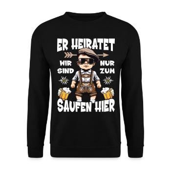 JGA Männer T-Shirt poltern Polterabend Polterer - Unisex Pullover - Schwarz - Vorne - Alina (178cm) & Michal (187cm)