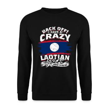 Laos Laotische Wurzel Crazy Laotian Wife - Unisex Pullover - Schwarz - Vorne - Alina (178cm) & Michal (187cm)