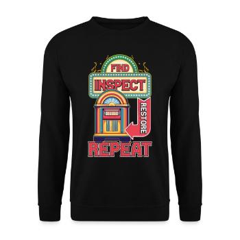 Jukebox Collector Trouver Inspecter Restaurer Répéter - Sweat-shirt Unisexe - noir - Devant - Alina (178cm) & Michal (187cm)