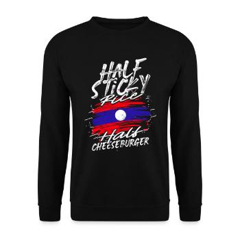 Laos Half Sticky Rice Half Cheeseburger - Unisex Pullover - Schwarz - Vorne - Alina (178cm) & Michal (187cm)