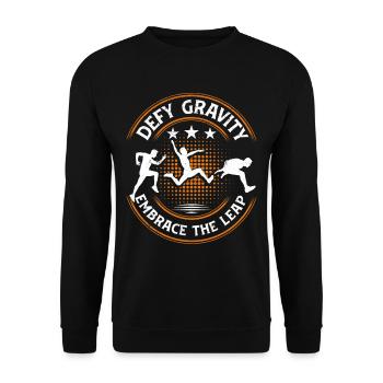 Long Jump Defy Gravity Embrace The Leap - Unisex Sweatshirt - black - Front - Alina (178cm) & Michal (187cm)