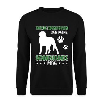 Sennenhund nicht vertrauen Schweizer Sennenhund - Unisex Pullover - Schwarz - Vorne - Alina (178cm) & Michal (187cm)