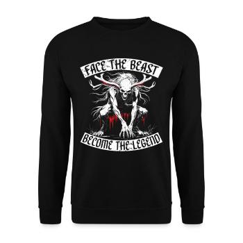 Wendigo Cryptide Affronter la Bête Devenir La Légende - Sweat-shirt Unisexe - noir - Devant - Alina (178cm) & Michal (187cm)