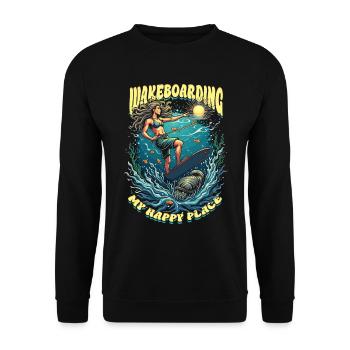 Wakeboarding My Happy Place Wakeboard Wakeboarder - Sweat-shirt Unisexe - noir - Devant - Alina (178cm) & Michal (187cm)