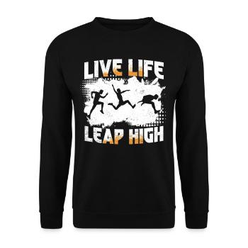 Saut en longueur Saut en longueur Vivre la vie Sauter haut - Sweat-shirt Unisexe - noir - Devant - Alina (178cm) & Michal (187cm)