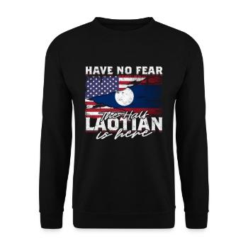 Laos Have No Feat The Half Loatian Is Here - Unisex Pullover - Schwarz - Vorne - Alina (178cm) & Michal (187cm)
