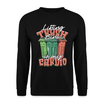 Garbage Man Garbage Lift Trash Bins Is My Cardio - Unisex Sweatshirt - black - Front - Alina (178cm) & Michal (187cm)