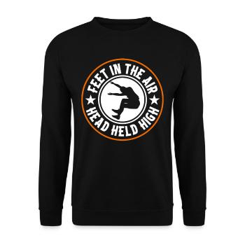 Long Jump Feet In The Air Head Held High - Unisex Sweatshirt - black - Front - Alina (178cm) & Michal (187cm)