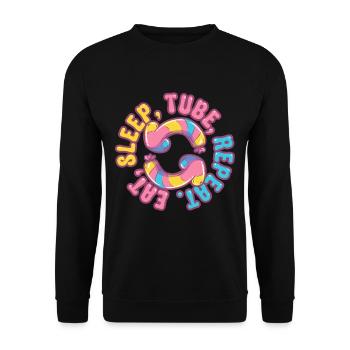 River Tubing Tube intérieur Eat Sleep Tube Répéter - Sweat-shirt Unisexe - noir - Devant - Alina (178cm) & Michal (187cm)
