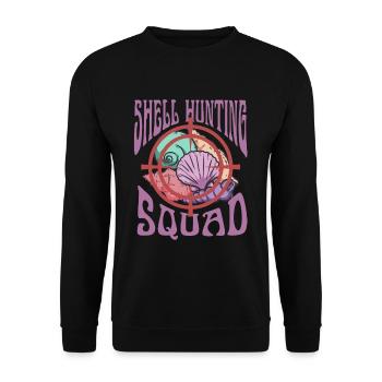 Muschelsammler Muscheln Shell Hunting Sqaud - Unisex Pullover - Schwarz - Vorne - Alina (178cm) & Michal (187cm)