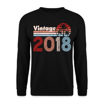 Vintage 2018 Palmen Retro Geburtstag - Unisex Pullover - Schwarz - Vorne - Alina (178cm) & Michal (187cm)
