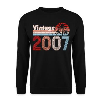 Vintage 2007 Palmen Retro Geburtstag - Unisex Pullover - Schwarz - Vorne - Alina (178cm) & Michal (187cm)