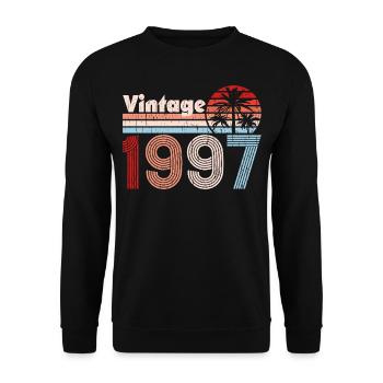 Vintage 1997 Palmen Retro Geburtstag - Unisex Pullover - Schwarz - Vorne - Alina (178cm) & Michal (187cm)