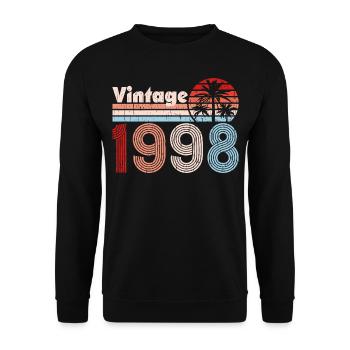 Millésime 1998 Palmiers Rétro Anniversaire - Sweat-shirt Unisexe - noir - Devant - Alina (178cm) & Michal (187cm)