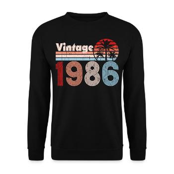 Millésime 1986 Palmiers Rétro Anniversaire - Sweat-shirt Unisexe - noir - Devant - Alina (178cm) & Michal (187cm)